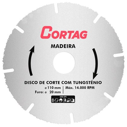 Disco Corte Tungstênio para Madeira Cortag 110mm