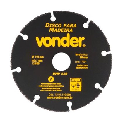 Disco de Corte para Madeira 110 mm Borda Segmentada Vonder