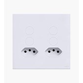 Interruptor 4 Pads + 2 Tomadas 4x4 Branco Tok Glass Lumenx