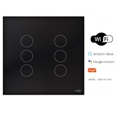 Interruptor Touch Wi-Fi Tok Glass 6Pads 4X4 Preto Lumenx
