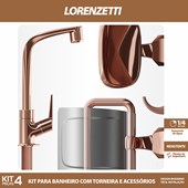 Kit Acessórios Banheiro Torneira 4 Peças Rosé Gold Lorenzett