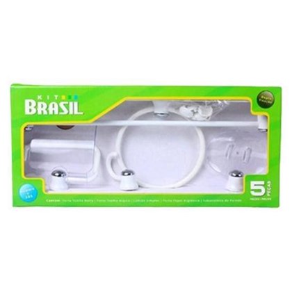Kit Acessórios P/ Banheiro Brasil 05 Peças - Branco Pvc