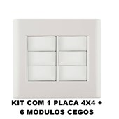 Kit Com Placa 4x4 + 6 Módulos Cegos Branca Tramontina 