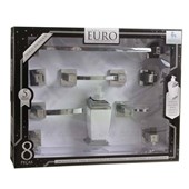 Kit De Acessórios Para Banheiro Euro 8 Peças Cristal Cromado